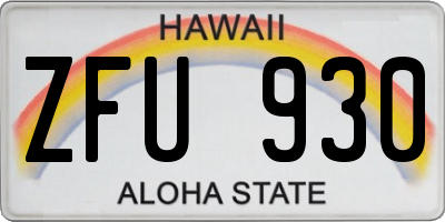 HI license plate ZFU930