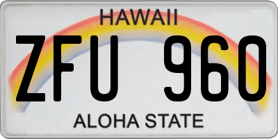 HI license plate ZFU960