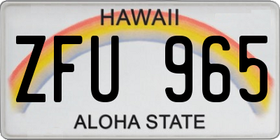 HI license plate ZFU965