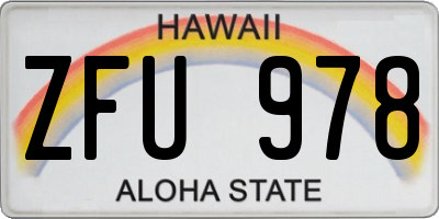 HI license plate ZFU978