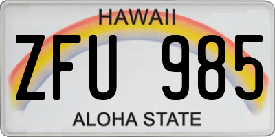 HI license plate ZFU985