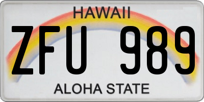 HI license plate ZFU989