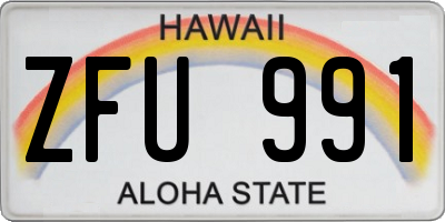 HI license plate ZFU991