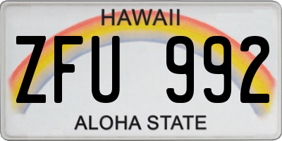 HI license plate ZFU992