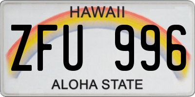 HI license plate ZFU996