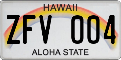 HI license plate ZFV004