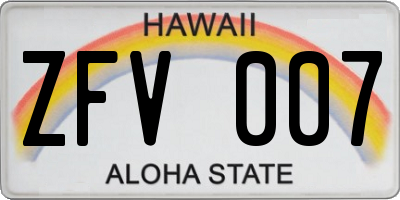 HI license plate ZFV007