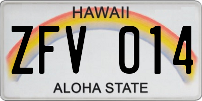 HI license plate ZFV014
