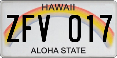HI license plate ZFV017