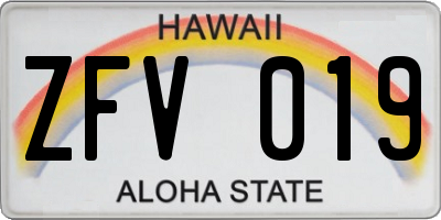 HI license plate ZFV019