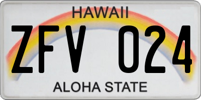 HI license plate ZFV024