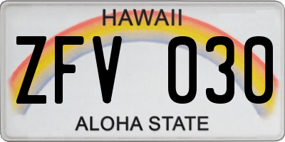HI license plate ZFV030