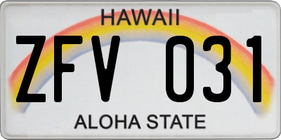 HI license plate ZFV031