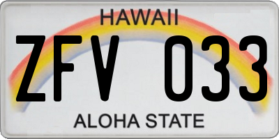HI license plate ZFV033