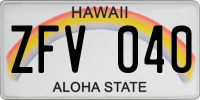 HI license plate ZFV040