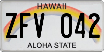 HI license plate ZFV042