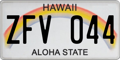 HI license plate ZFV044