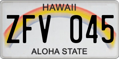 HI license plate ZFV045
