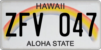 HI license plate ZFV047
