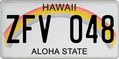 HI license plate ZFV048
