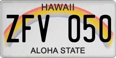 HI license plate ZFV050