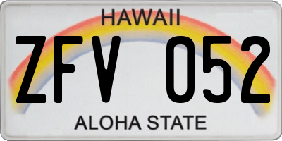 HI license plate ZFV052