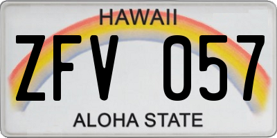 HI license plate ZFV057