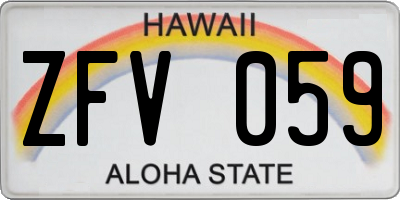 HI license plate ZFV059