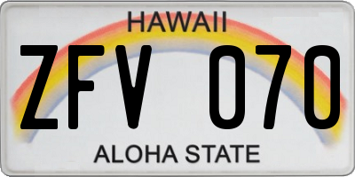 HI license plate ZFV070
