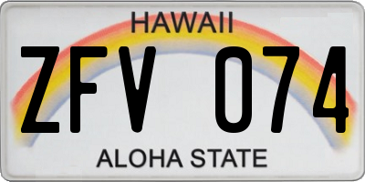 HI license plate ZFV074