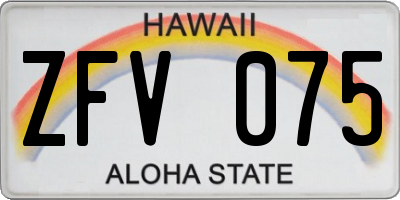 HI license plate ZFV075