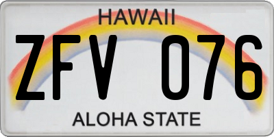 HI license plate ZFV076