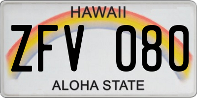 HI license plate ZFV080