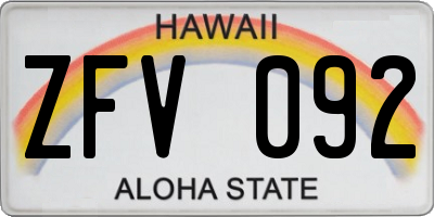HI license plate ZFV092
