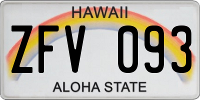 HI license plate ZFV093