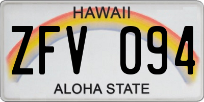 HI license plate ZFV094