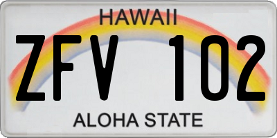 HI license plate ZFV102