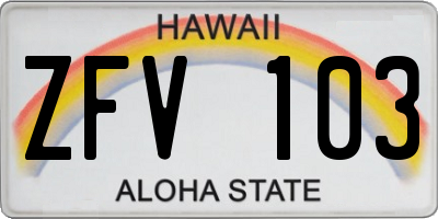 HI license plate ZFV103