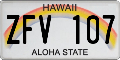 HI license plate ZFV107