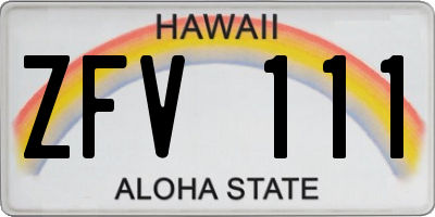 HI license plate ZFV111
