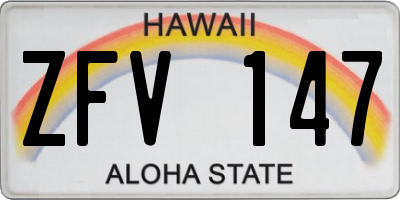 HI license plate ZFV147