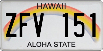 HI license plate ZFV151