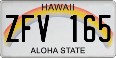 HI license plate ZFV165