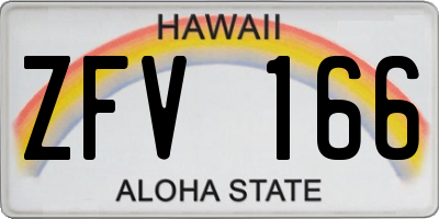 HI license plate ZFV166
