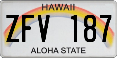 HI license plate ZFV187