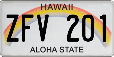 HI license plate ZFV201
