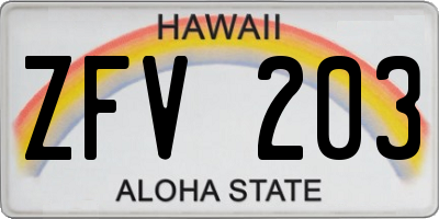 HI license plate ZFV203