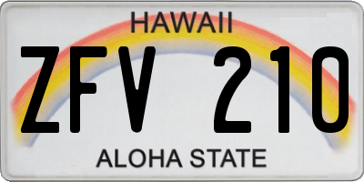 HI license plate ZFV210