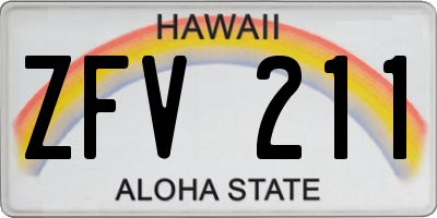 HI license plate ZFV211