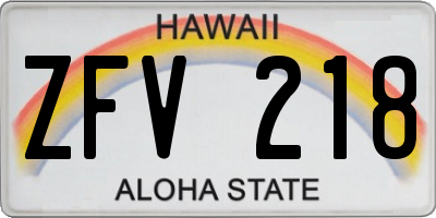 HI license plate ZFV218